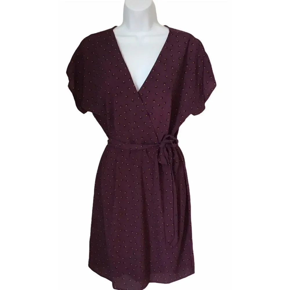 NWOT Bobeau Short Sleeve Burgundy Wine Casual Soft Feminine Classic Dress S - Picture 1 of 9